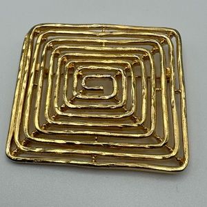 Large Vintage Gold-Tone Geometric Brooch